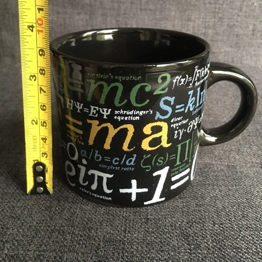 Math Formulas Coffee Mug, Black, Colorful, 12 oz